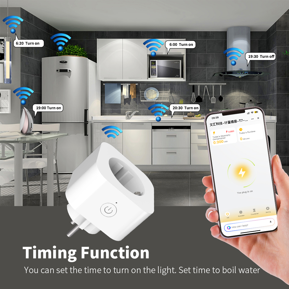 EU Smart Plug: Dual‑Band WiFi, Voice/App Control, Timer, 10A, 85‑240V