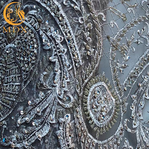 Полиэстер ткани шнурка Bridal мантии французский вышитый бисером Handmade подгонял
