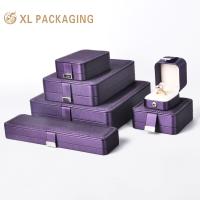 Industrial Jewelry Sets Box with Custom Logo Printing Purple Leather Wedding Jewelry Box