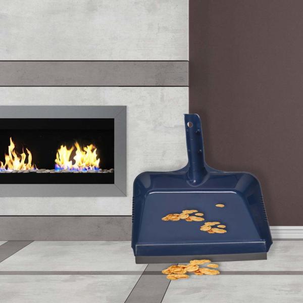 Heavy Duty Clip On Dustpan Blue Plastic Rubber Edge Anti Static