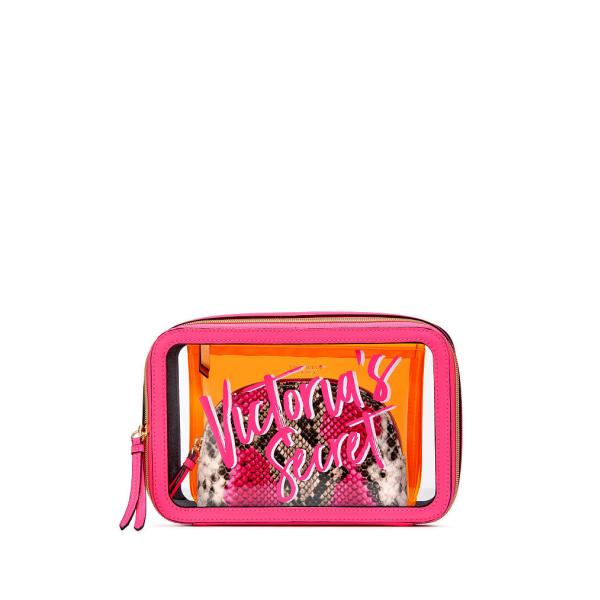 Travel Cosmetic Bag PVC Make-up Pouch Handle Straps for Women Men, Carry On Airport Airline Compliant Quart Bags