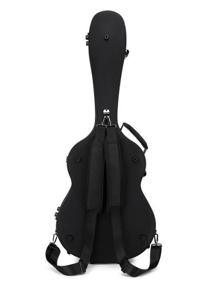PVC Matte Black Leather Fiberglass Guitar Hard Case With Backpack Straps