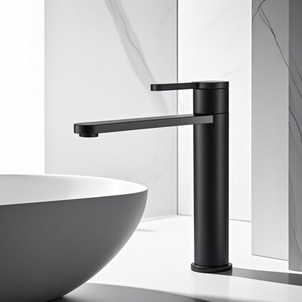 Stainless Steel Black Bathroom Basin Hot And Cold Taps Single Hole Installation