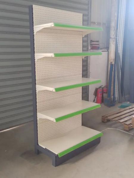Factory Good Quality Shelving Supermarket Milk White Pharmacy Shelving Hole Back Mini Market Shelves