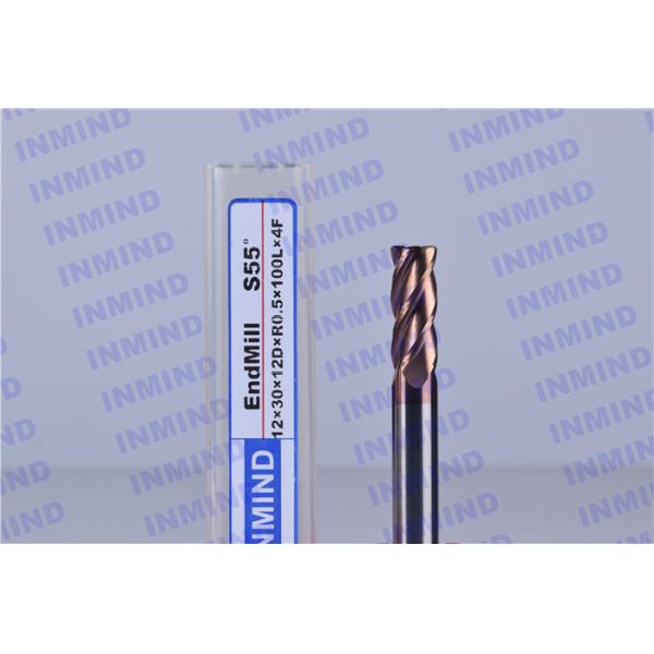 Dia 12 mm / 10 mm AlTiN Coating R1.5 Corner Rounding Cutter , Radius Cutter Mill