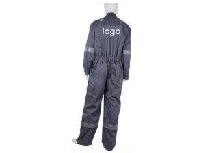 Grey Reflective Industrial Work Uniforms , Lapel Stain Resistant Coverall