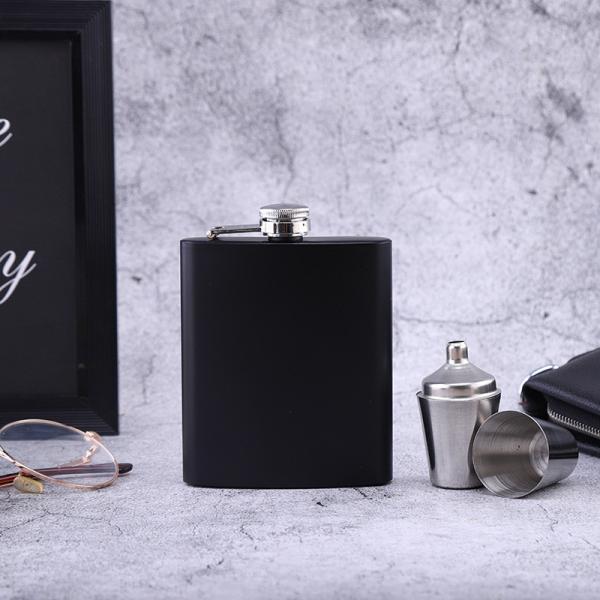 304 Stainless Steel Hip Flask Set for Alcohol Matte Black Capacity 1oz 2oz 3oz 4oz 5oz