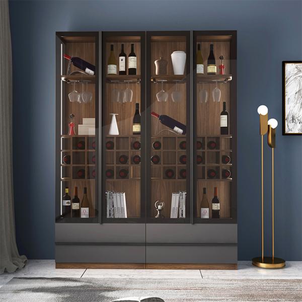 96 Countertop Luxury Home Bar Cabinet Glass Wine Cabinet Melamine Wood Furniture