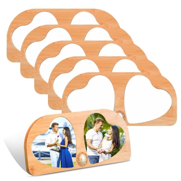 Double Sweet Sublimation Blank Bamboo Photo Frame Custom Wood Framed Photos For Home Office Decoration