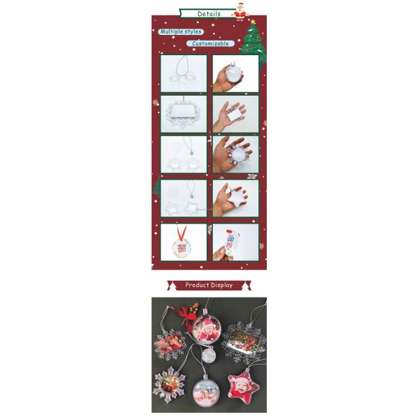 ZELOYAUT  Sublimation Christmas Various Shape Ball Blanks Sublimation Blanks Christmas Ornaments for Christmas Tree Decor