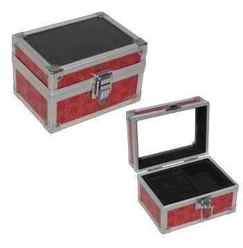 Aluminum Train Case Jewelry Box , Makeup Artist Travel Case With Tiered Bags