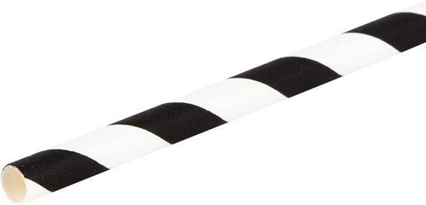Eco Friendly 8.25 Inches Graduation Black Striped Disposable Paper Straws