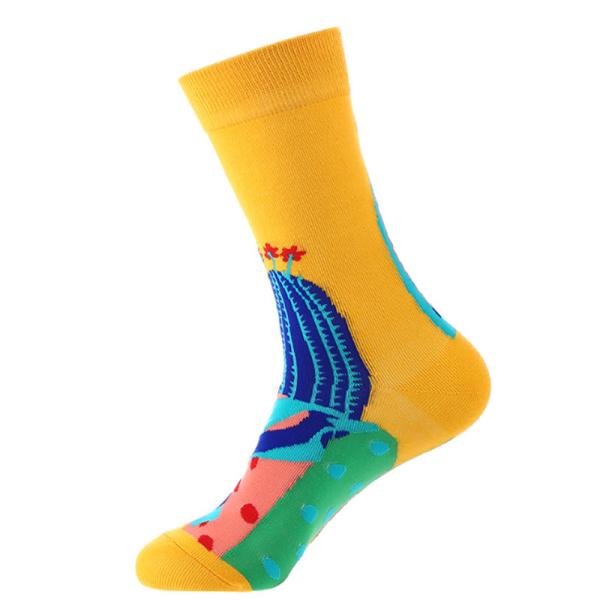 Custom Unisex Men Women 100 Cotton Floral Pattern Novelry Happy Colorful Cotton Crew Socks