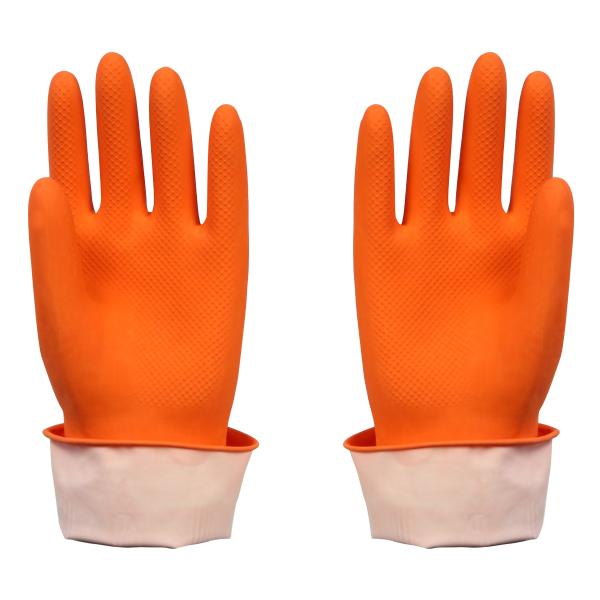 Red Safety Unlined  Industrial Rubber Gloves Durable  Abrasions Resistance