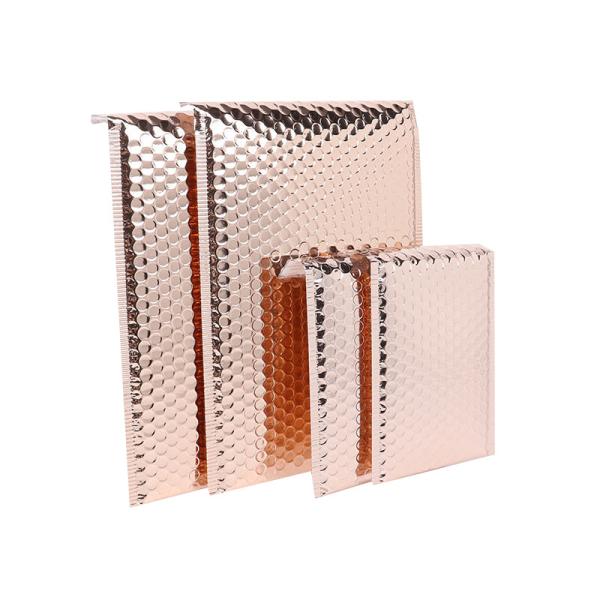 Reflective Rose Gold Poly Metallic Bubble Mailer Self Seal Bulk