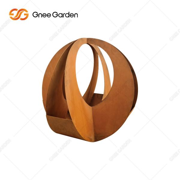 Rusty Red Modern Outdoor Metal Planter Customizable Corten Steel Planters