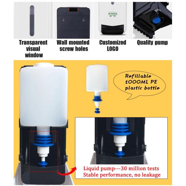Hotel Bathroom 1000ml Liquid Soap Dispenser Plastic Durable Hand Liquid Shampoo Soap Dispenser