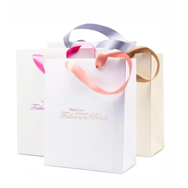 Custom Craft Christmas Gift Favour Paper Bags White Luxury Paper Bag Thank You Bags For Boutique