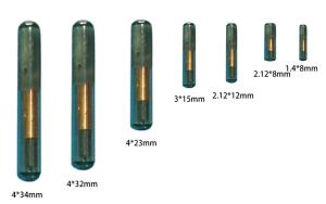 Arowana Fish / Dog Rfid Glass Transponder 1.4 X 8mm Chip Size Bio Glass Material