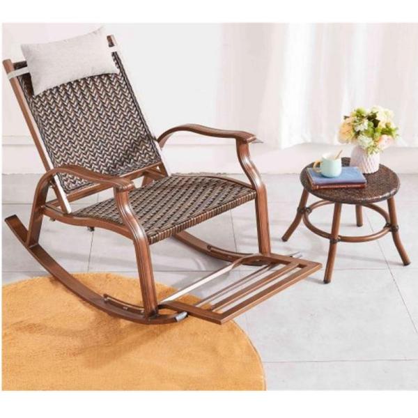 PE Rattan Rocking Lazy Chair for Outdoor Furniture Modern Design Balcony Garden Chair