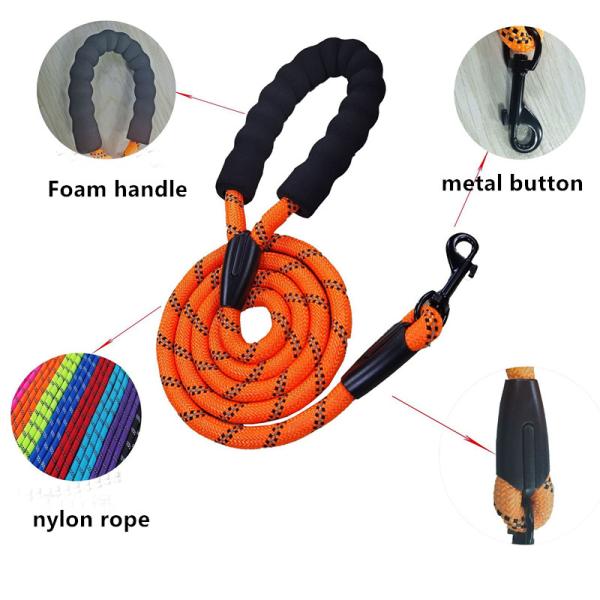 Poliéster al aire libre Teddy Small Medium Dog Chain de oro reflexivo de la cuerda de la tracción del animal doméstico