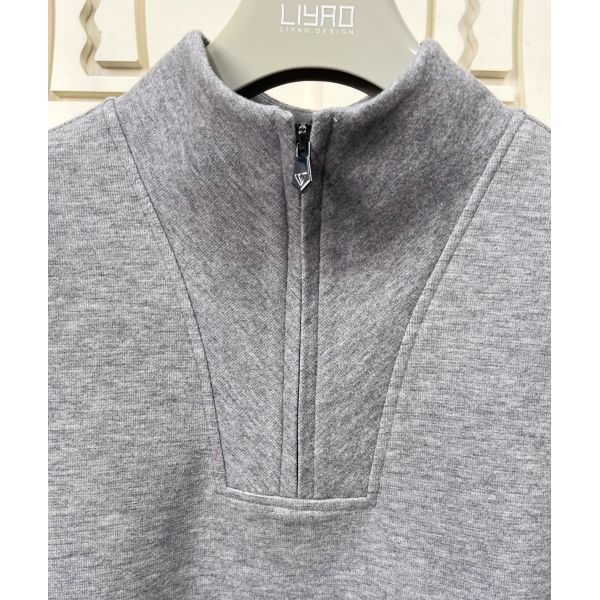 Minimalist Grey Heather Tracksuit Men Quarter Zip Mock Neck Pullover Sweatpants Set Quiet Luxury Cozy Athleisure Outfit Custom
