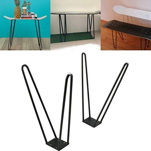 17 Inch Set of 2 Skateboard Hairpin Legs Solid Iron Table Legs for Modern Simple Style