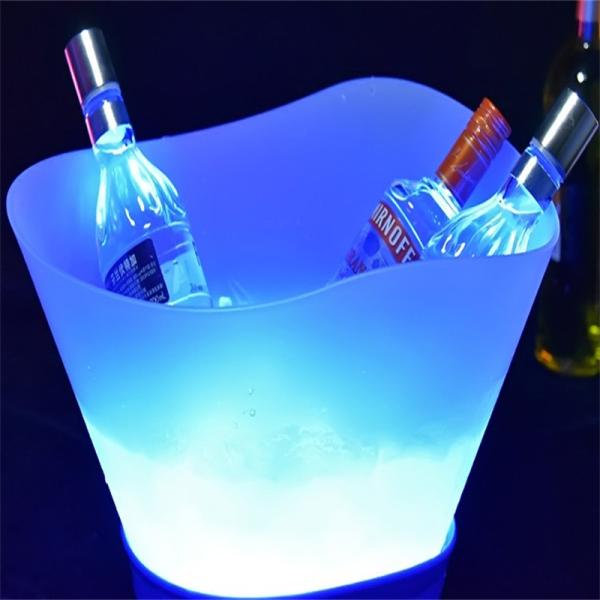 Custom Logo Ice Bucket 12L Lighting Party Clear Beer Champagne LED Wine Bottle Cooler