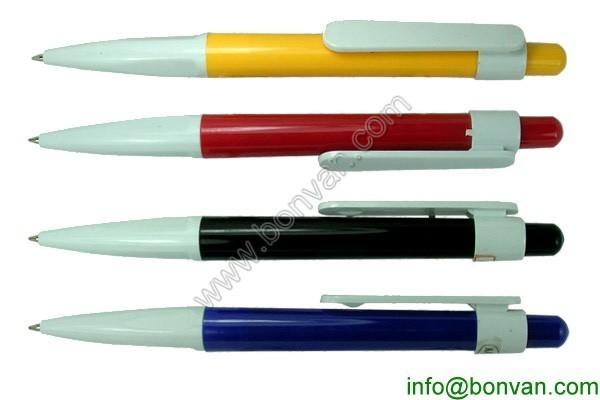 low price plastic pen, ball point pen,click style colored barrel plastic pen
