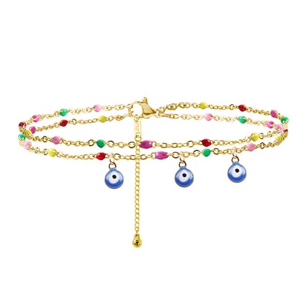 Stainless steel anklet Women's Beach Demon Eye Activity Pendant independently packaged seven-color women's foot ornament