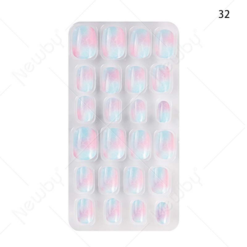 Short Safe ABS 24Pcs Kids Press On Nails Cute Self Adhesive for Girls Party