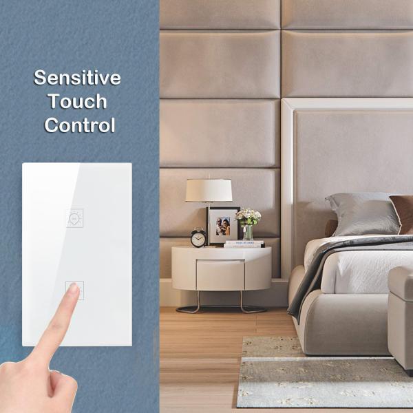 Glomarket 2 Gang Wifi Tuya Glass Panels Light Wall Fan Smart Switch No Neutral Smart Switch With Button For Home