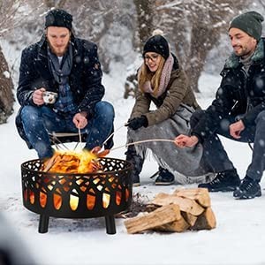 23 Inch Barbecue Outdoor Fire Pit Wood Burning Large Round Portable