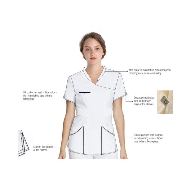Подгонянное свободное от Морщинк короткой медсестры 42% полиэстер рукава медицинское равномерное противомикробное