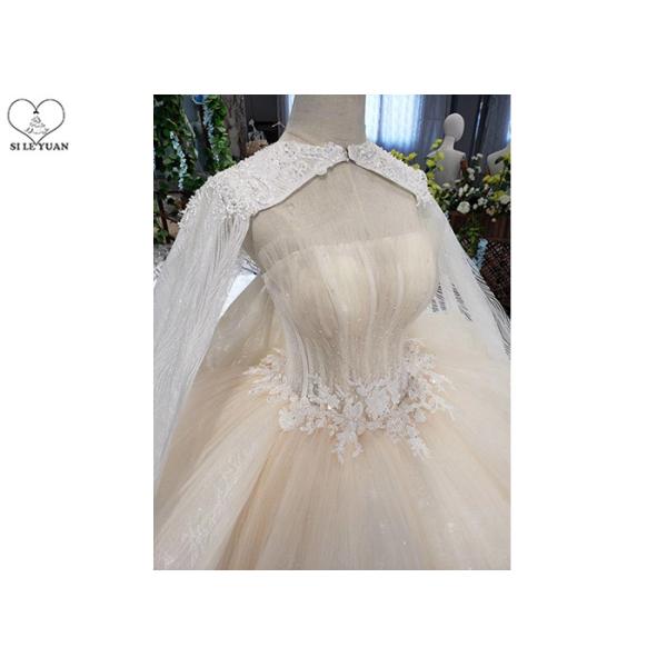 Back Bandage Ladies Bridal Gown , Strapless Lace Wedding Gown 3 In 1 Tulle Shawl
