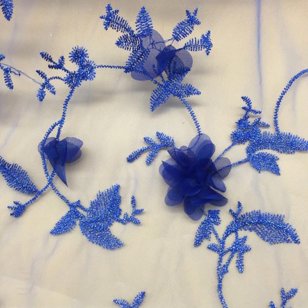 Colorful  Polyester 3D flower embroidered Lace fabric   for women garments