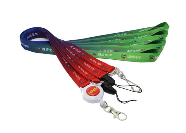 Eco Friendly Custom Cotton Lanyards Heat Transfer Printing / Jacquard Logo