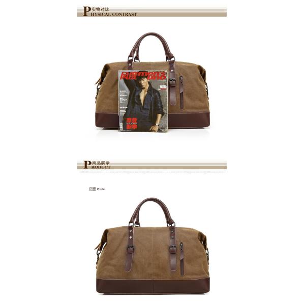 Training Luggage Bags Oversized Waterproof Canvas Genuine Leather Weekend Bag Brown