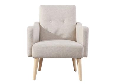 Fabric Upholstered Lounge Chair Timber Legs Beige Fabric Armchair