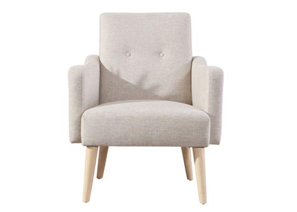 Fabric Upholstered Lounge Chair Timber Legs Beige Fabric Armchair