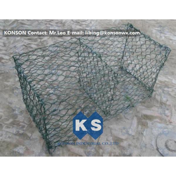 Hexagonal Mesh PVC Gabions , Welded Coated Galvanized Gabion Baskets