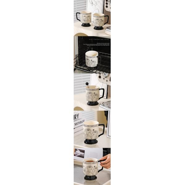 Customized Logo Acceptable Ceramic Coffee Cup and Spoon Set for Tea Breaks