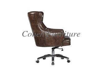 Genuine Leather Executive Office Chair High Back , Leather Swivel Office Chair