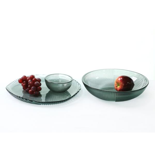 Oval Solid Purple Glass Charger Plates , 32cm Crystal Salad Plates