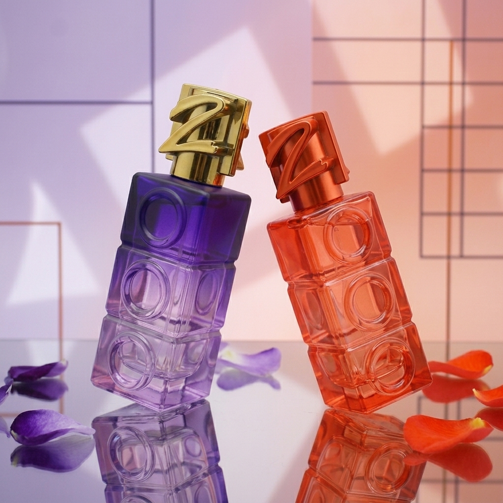 30ml Glass Perfume Bottles Empty Stacked Rectangle Spray Metal Cap Crimp Neck