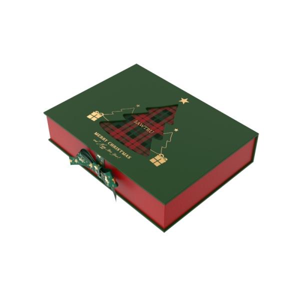 Christmas Celebration Chocolate Gift Paper Rigid Clamshell Box Packaging Fancy Gold