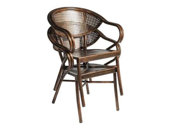 UV Resistance Furniture Outdoor Restaurant Brown Aluminum Dining Chairs With Arm