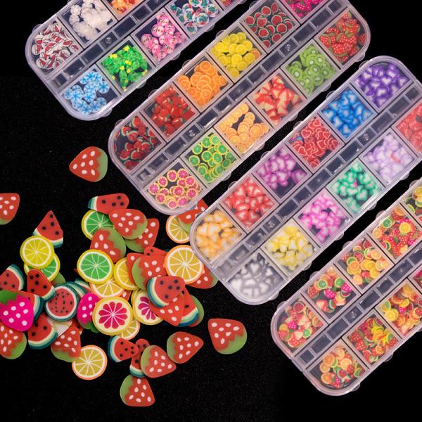 12 Grid Rhinestone Nail Stones Crystal Multi Shape Glass Diamonds Nails Art Decoration