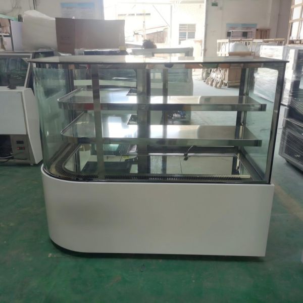 LED Lighting Corner Bakery Display Fridge Marble Base Display Anti Fog for Bakery Shop