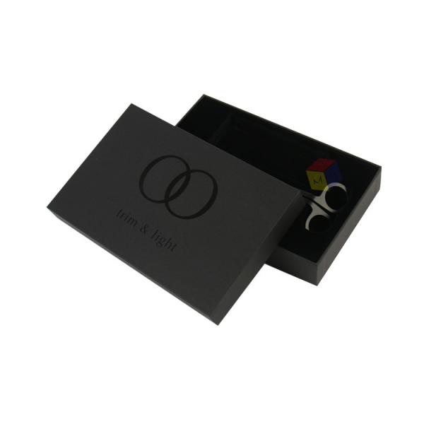 Luxe noir personnalisé Logo brillant 2 pièces papier carton rigide boîte d'emballage cadeau avec couvercles